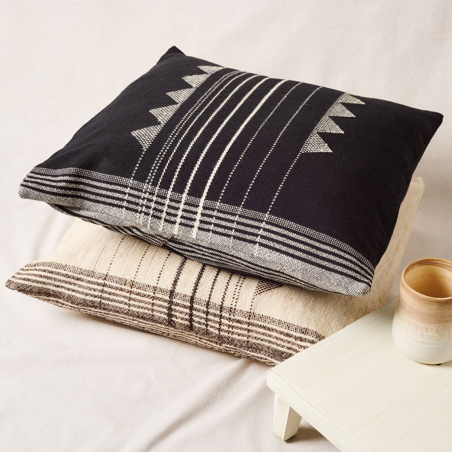 Kora Black Large Handloom Artisanal Pillow