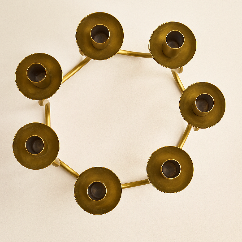 Raíz Studio Vine Candelabrum – Hand-Cast Gold Metal 7-Light Candle Holder