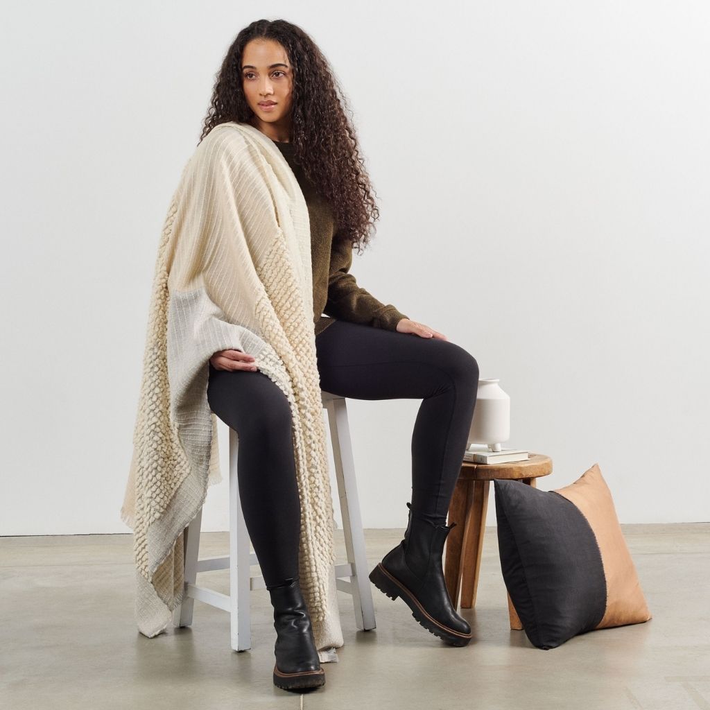 Butterscotch Handloom Hand Knotted Textured Plush Merino Throw - Osadia Concept Store