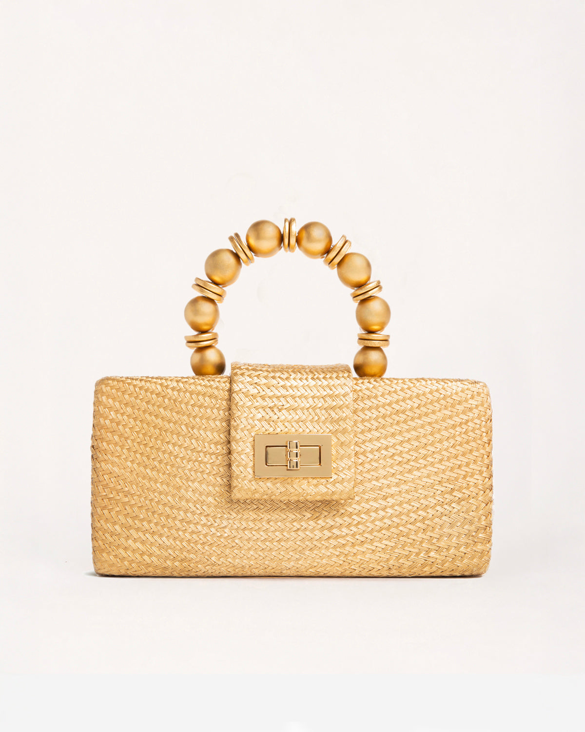 THE SERENA Gold Woven Straw Clutch Bag