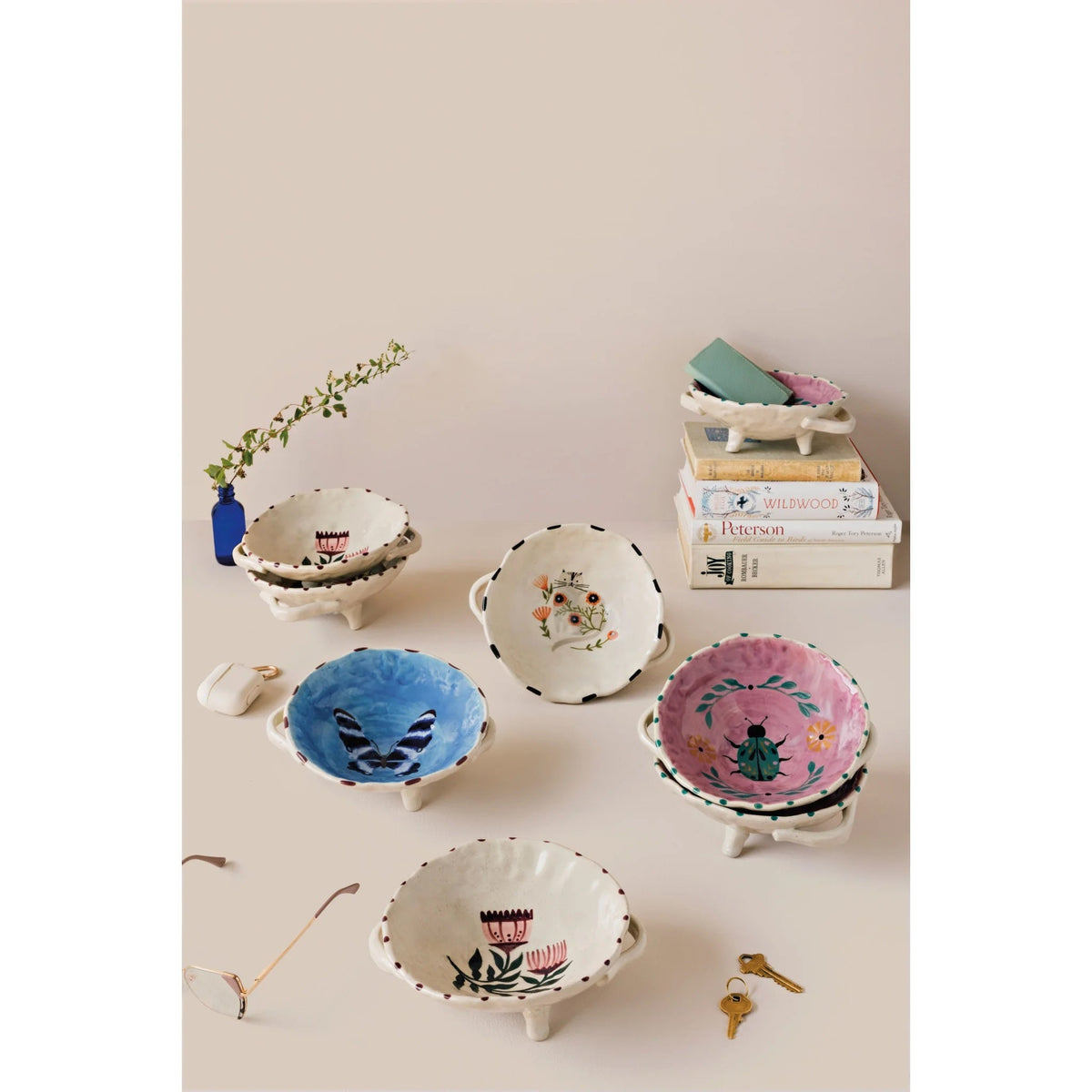 Set of 2 Catbloom Footed Bowl