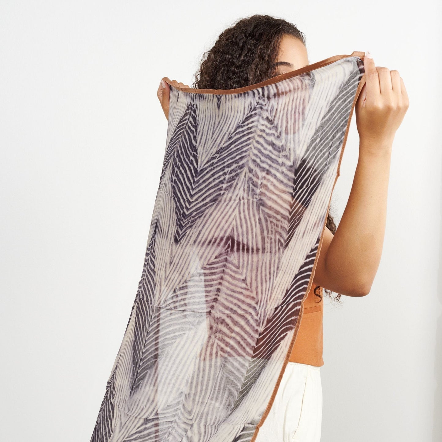 Samu Black Hand Crafted Shibori Print Silk Chiffon Sqaure Scarf