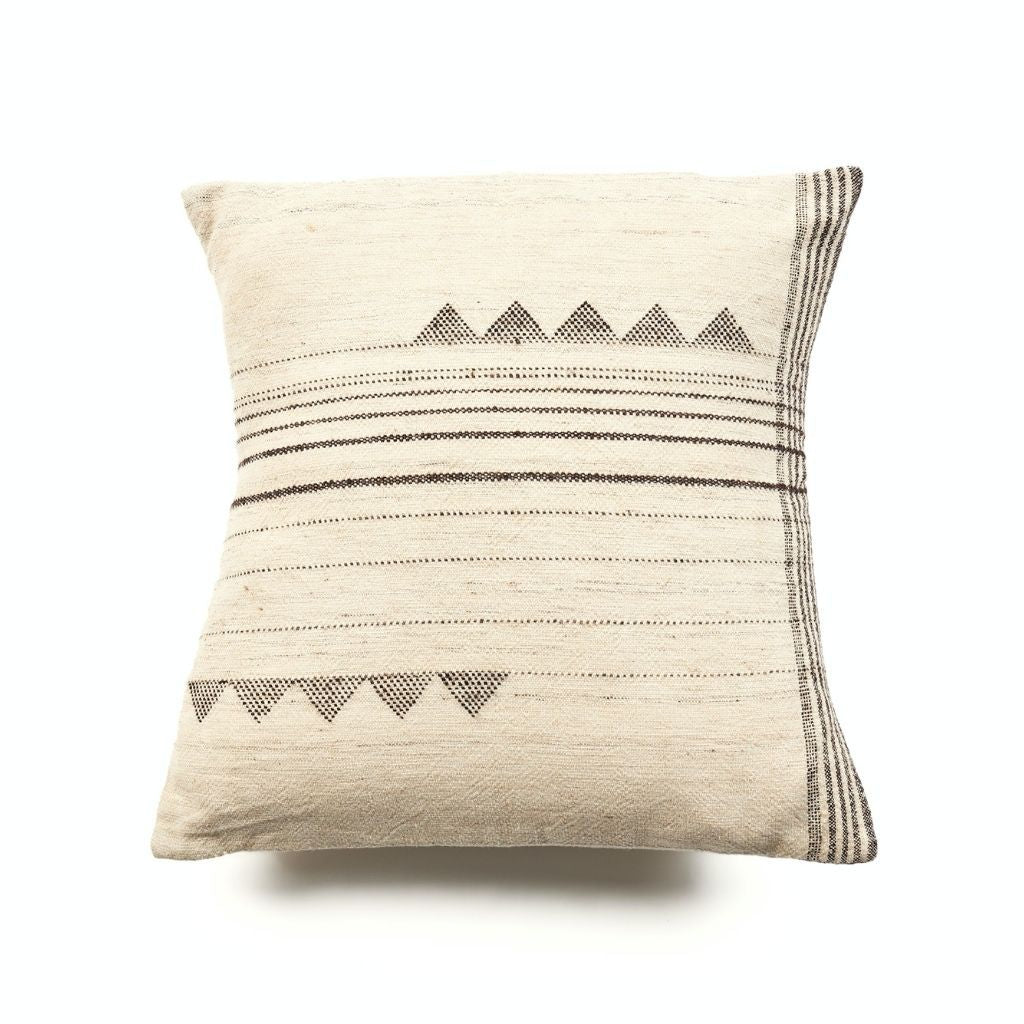 Kora White And Black Handloom Large Square Pillow