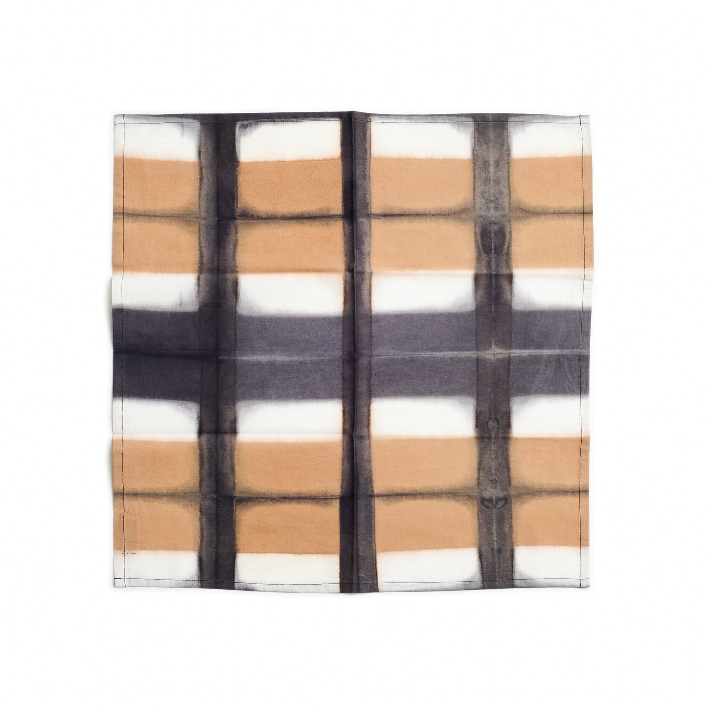 Chowk Black Hand Clamp Dyed Artisanal Cotton Table Napkin ( set of 4 )