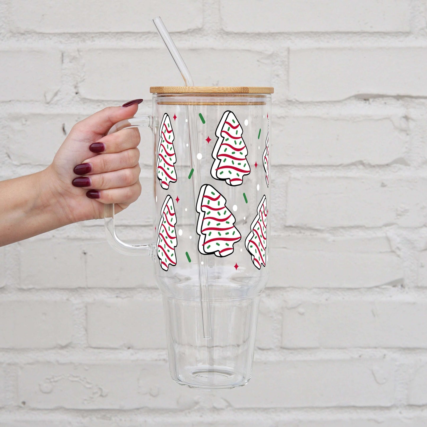 Christmas Holiday Cakes Tumbler With Lid and Straw