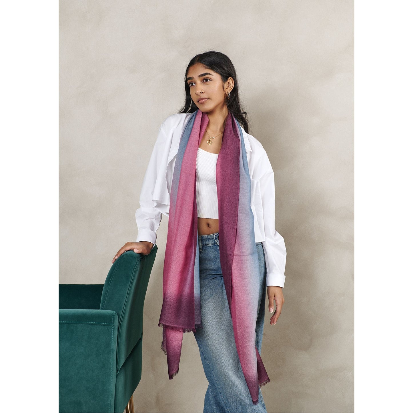 Iris Haze Cashmere Merino Handloom Scarf