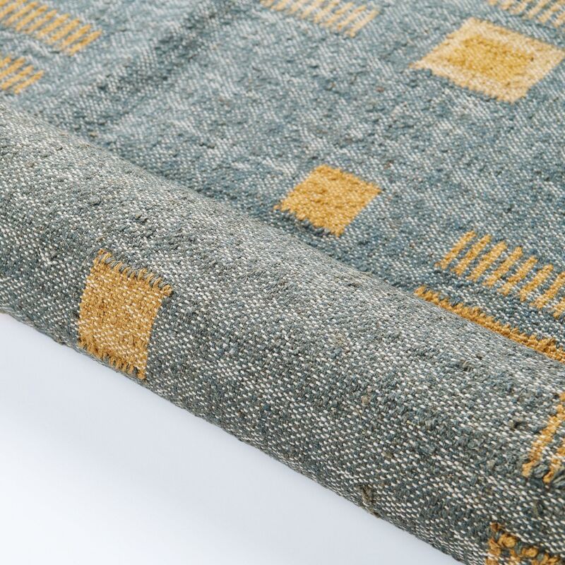 Ash Rug Geometric Pattern Handwoven in Jute