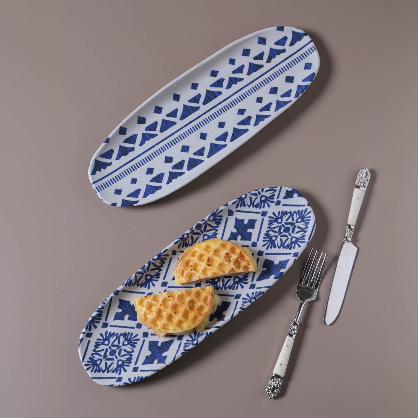 Shallow Organic Oval Platter Large Set of 4