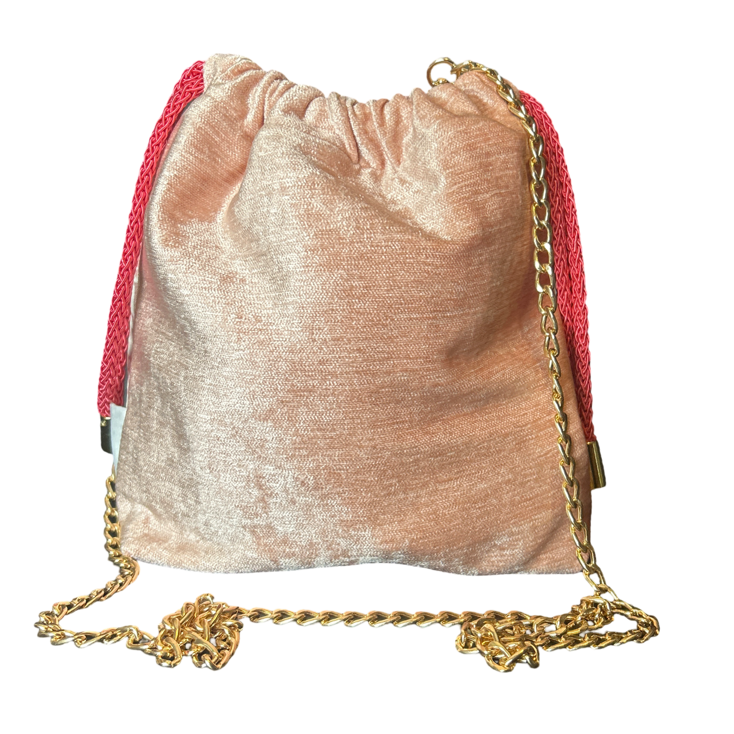 Trotter Pink Vintage Silk Scarf Drawstring Crossbody Bag
