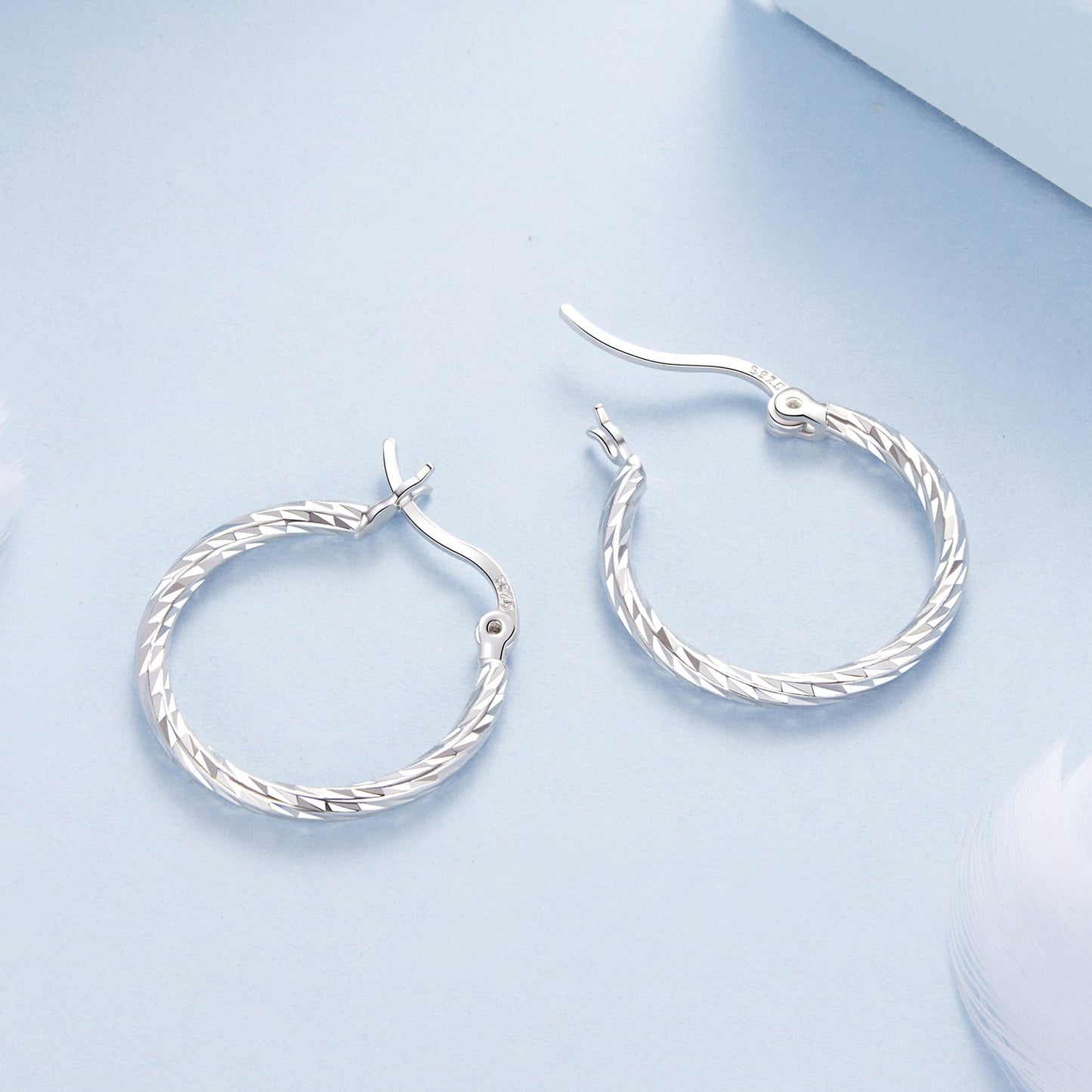 925 Sterling Silver Earrings with White Gold Plating