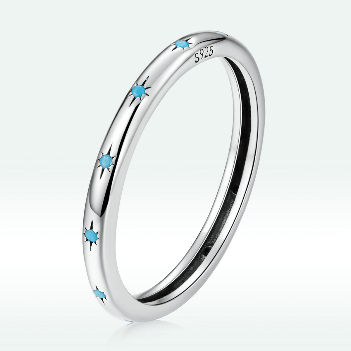 925 Sterling Silver Turquoise Oxidized Silver Ring Size 6 for Women