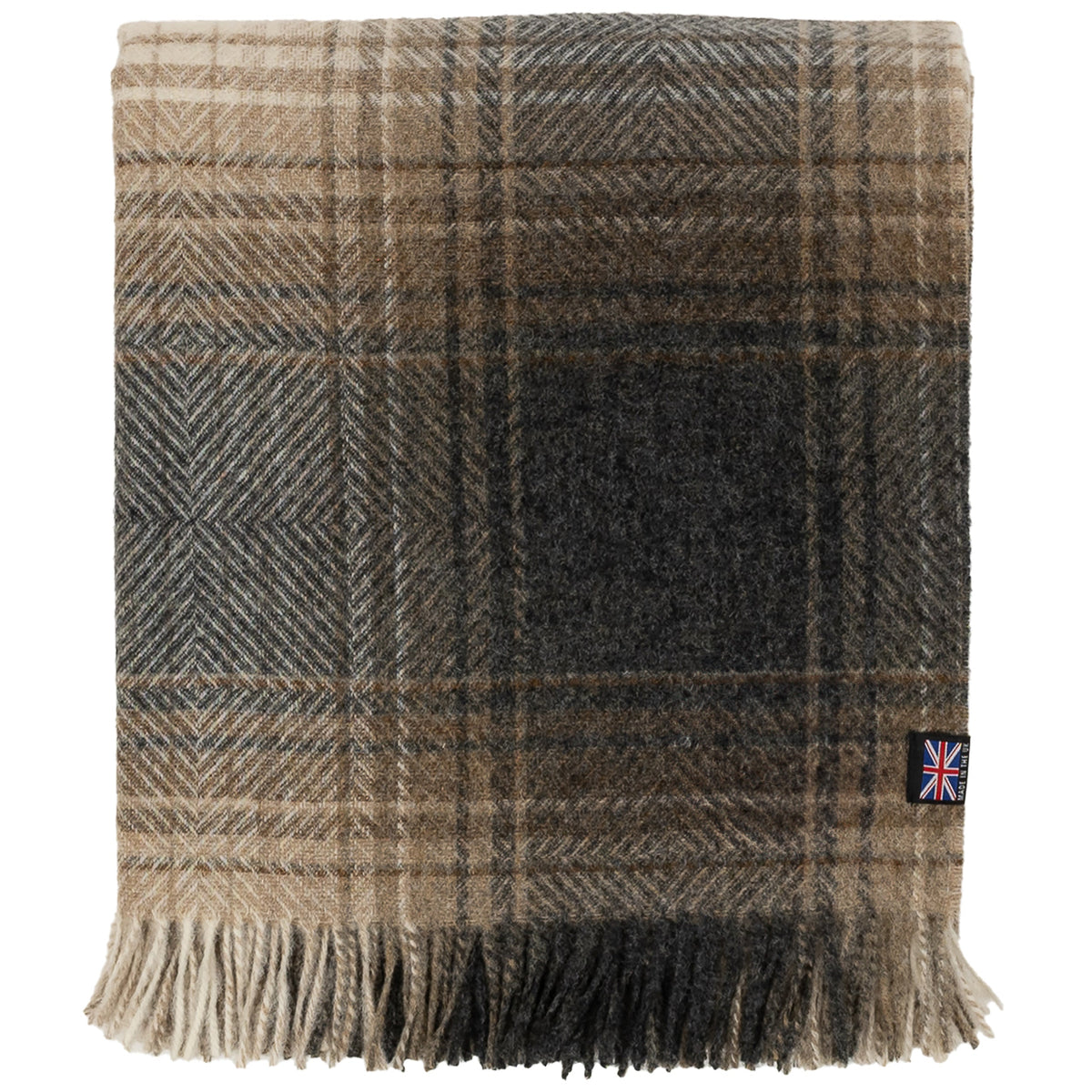 Prince of Scots Highland Tweeds Shetland Lambswool Ombre Throw – Natural