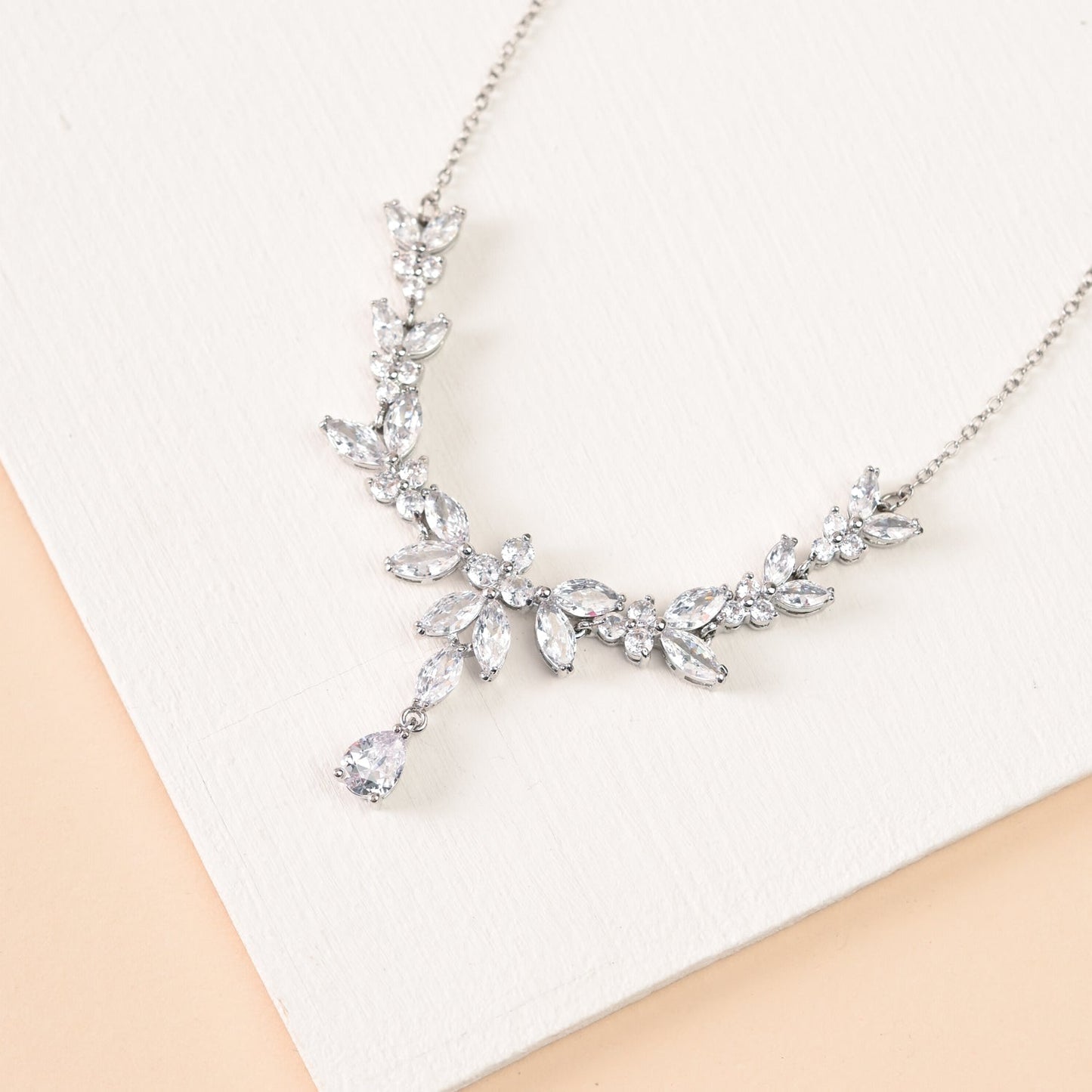 Platinum Chandelier Zircon Necklace