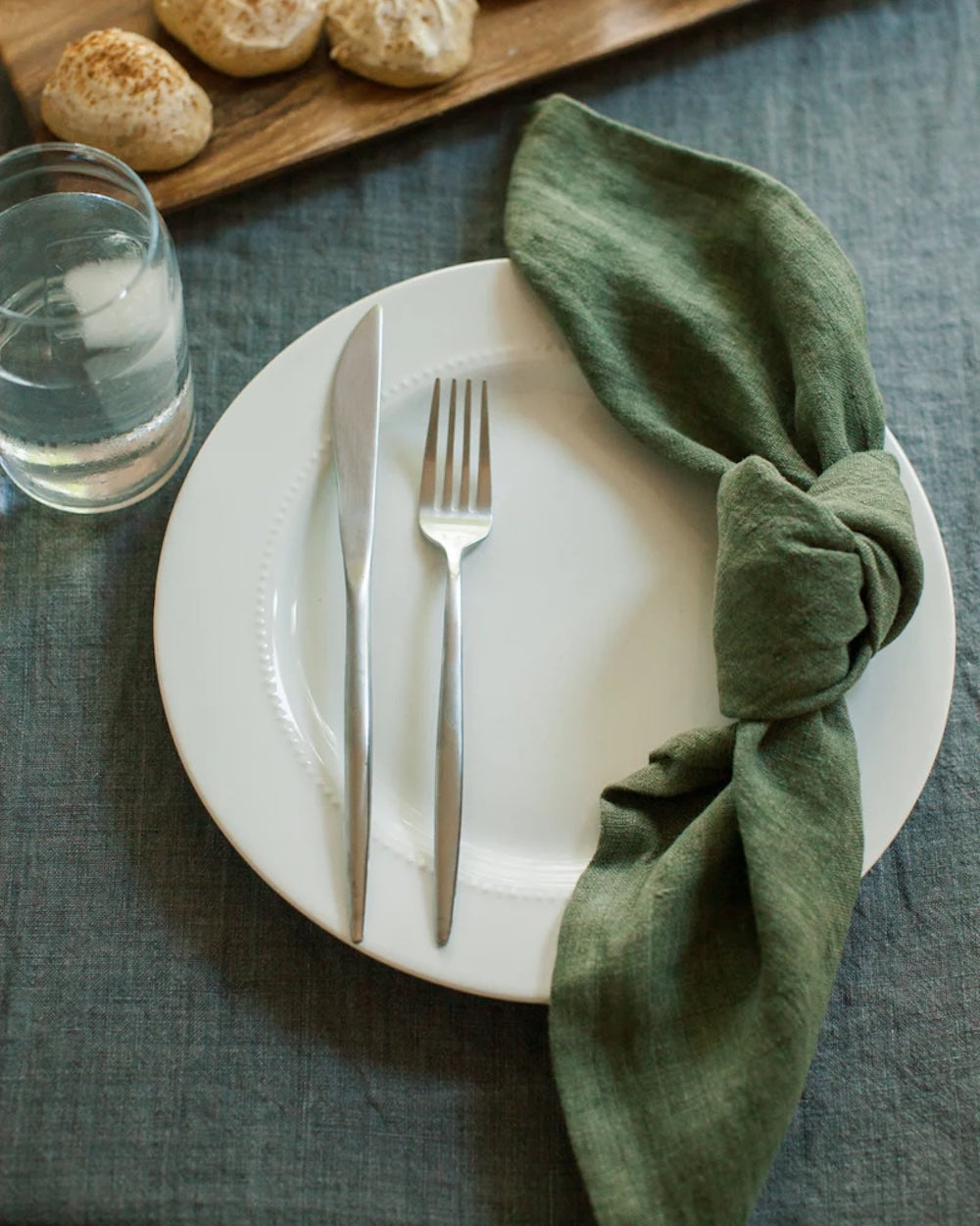 S/4 Stone Washed Linen Hemmed Dinner Napkins