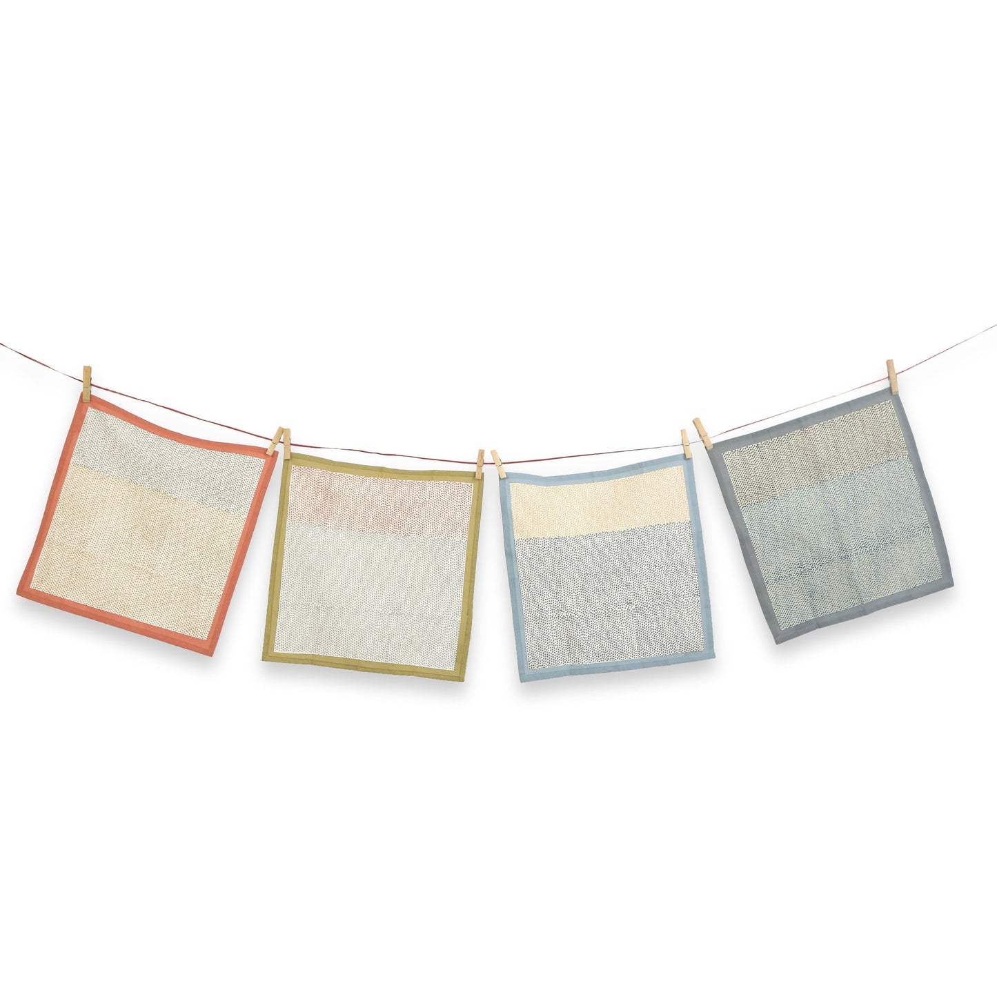 STREAMLINE 16"x16" Hand Block Printed Napkins - Set of 4. Cotton - Fair Trade - Artisan Made