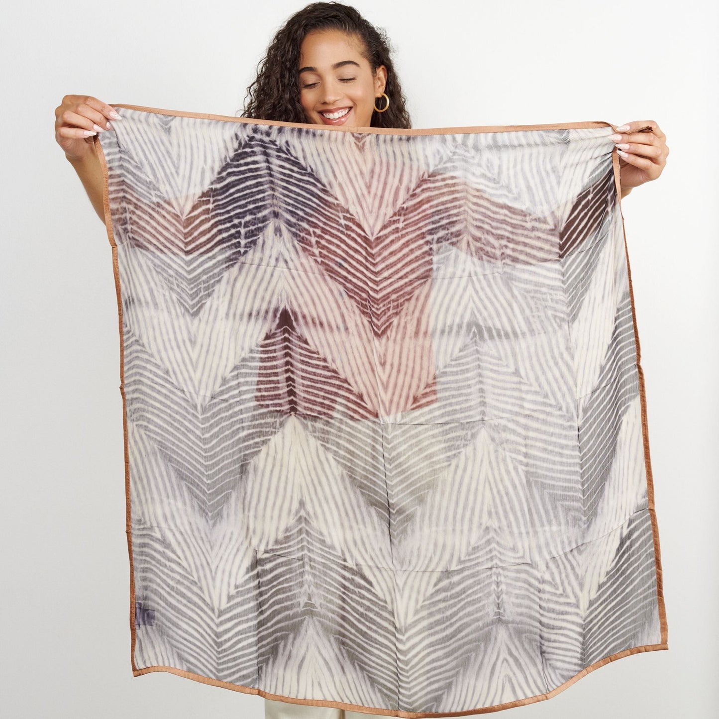 Samu Black Hand Crafted Shibori Print Silk Chiffon Sqaure Scarf
