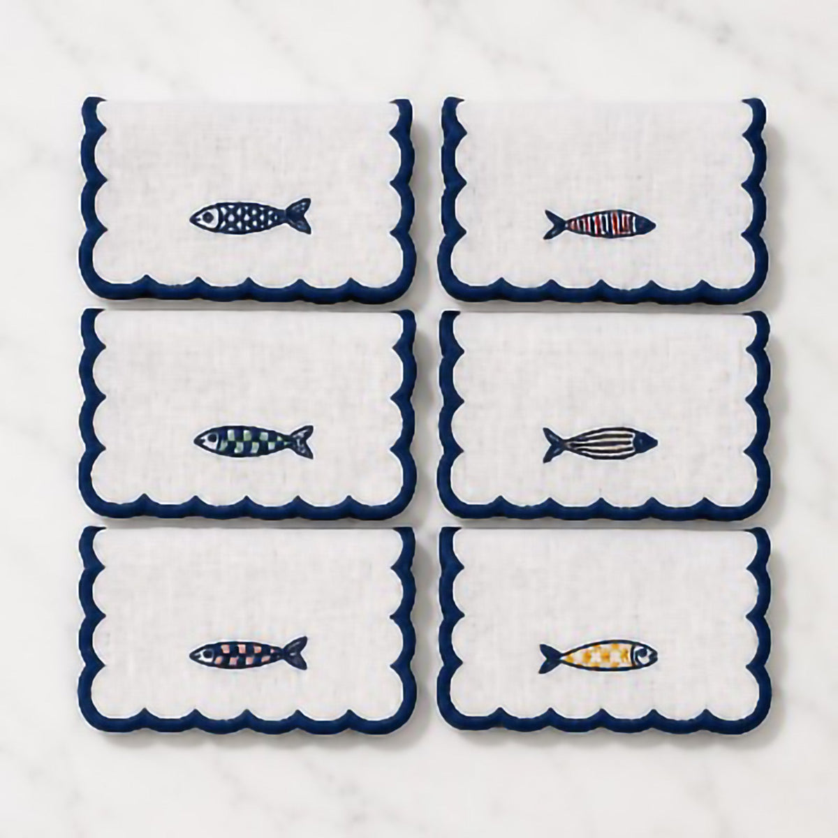 Sardines Cocktail Napkins (Set of 6) with Acrylic Gift Box