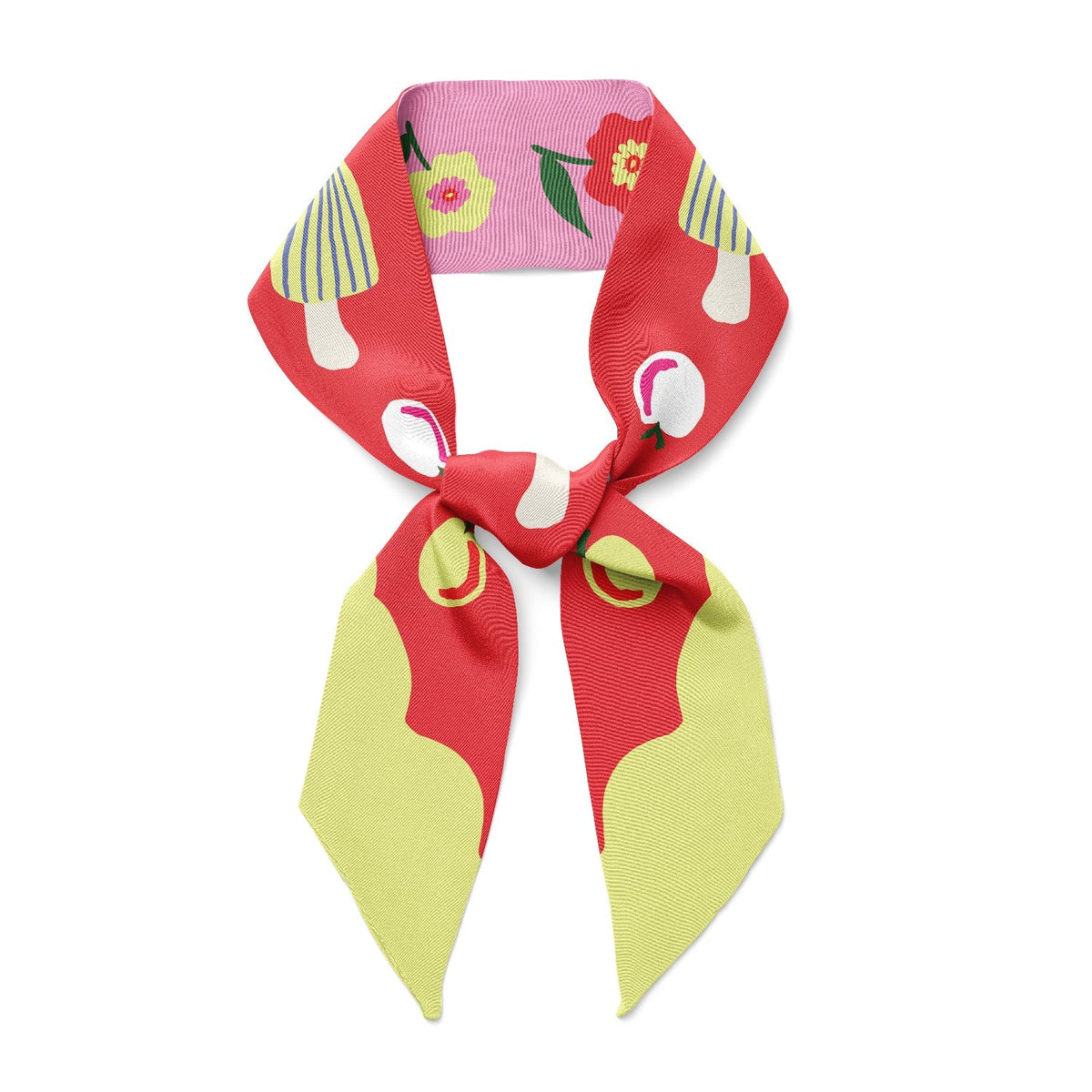 Cat Garden Gnome Twilly Ribbon Scarf