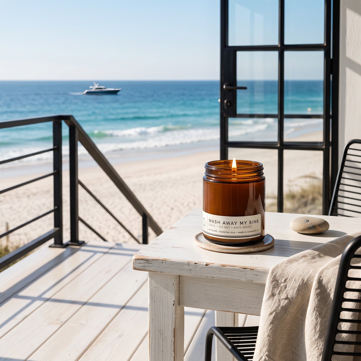 Wash Away My Sins Soy Blend Candle — Sea Salt, Ocean & White Woods