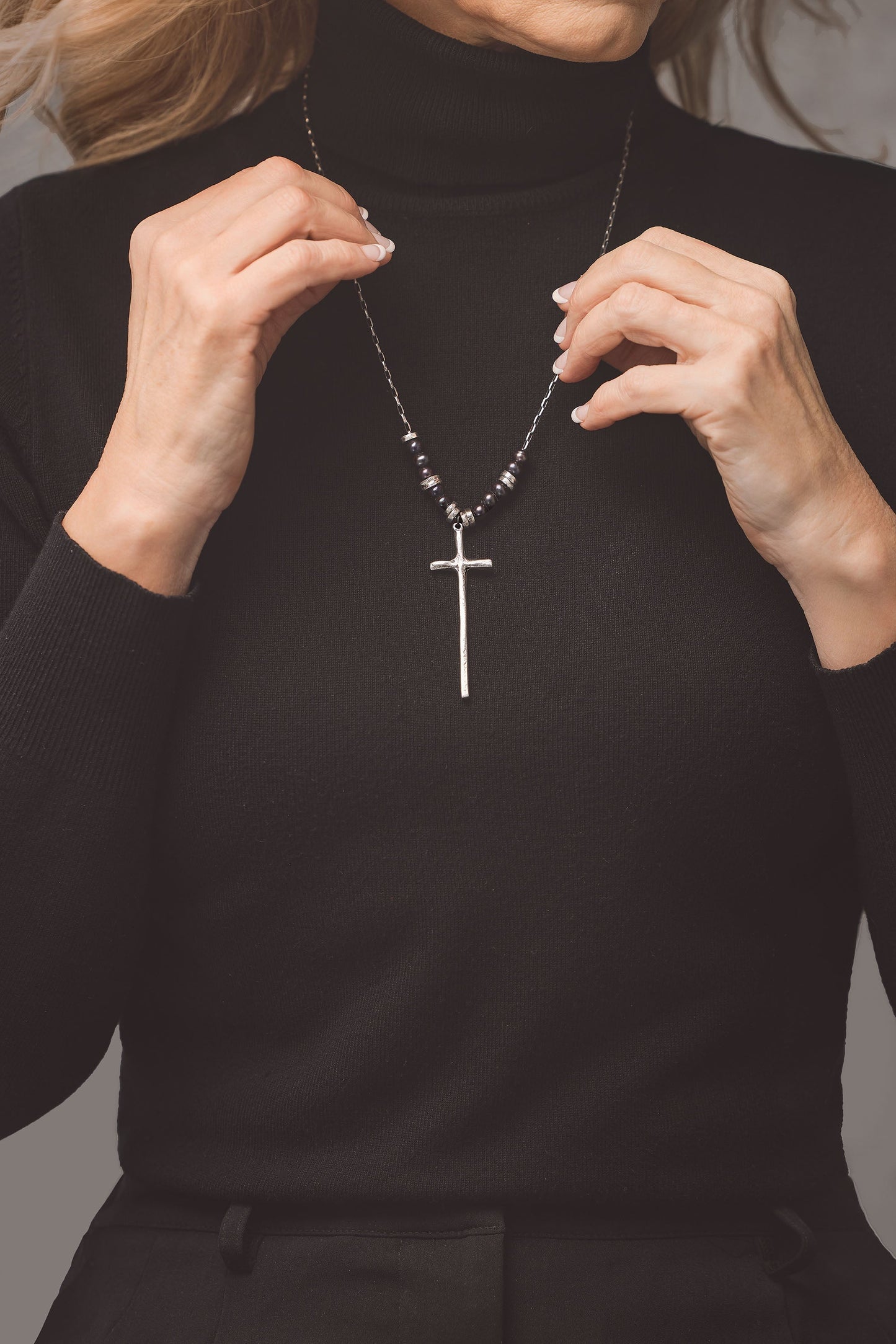 Grounded Cross Silver Necklace
