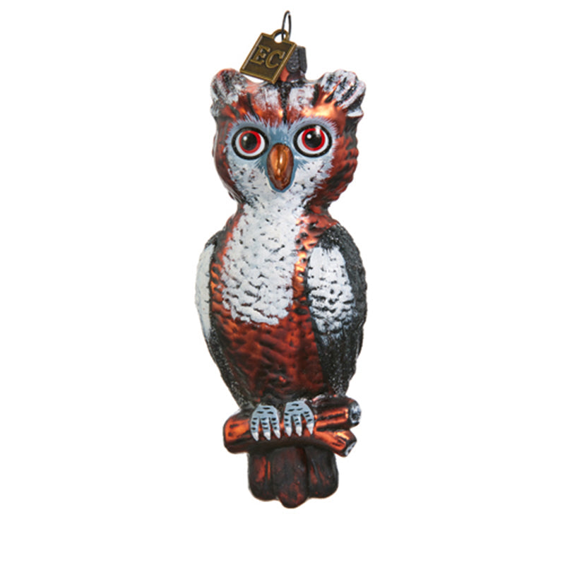 4.75" Give A Hoot Glass Ornament by Eric Cortina