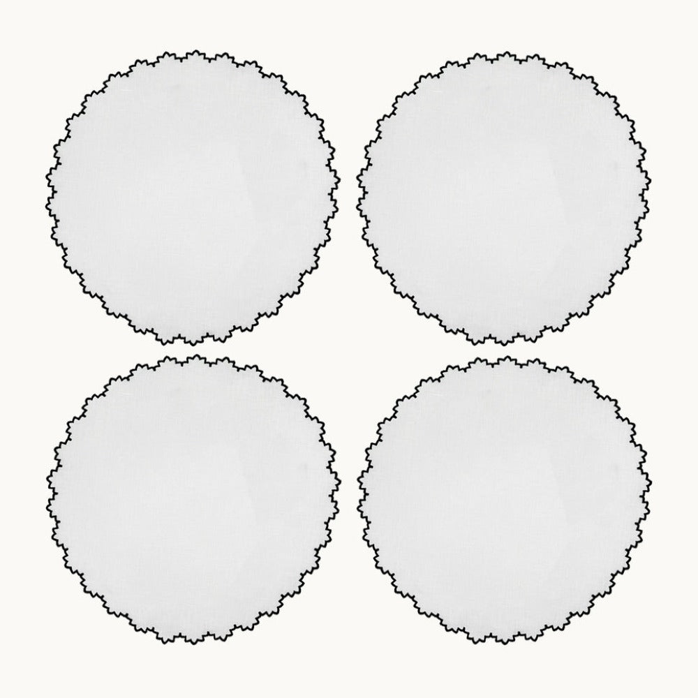 Gardenia black linen placemat (set of 4)