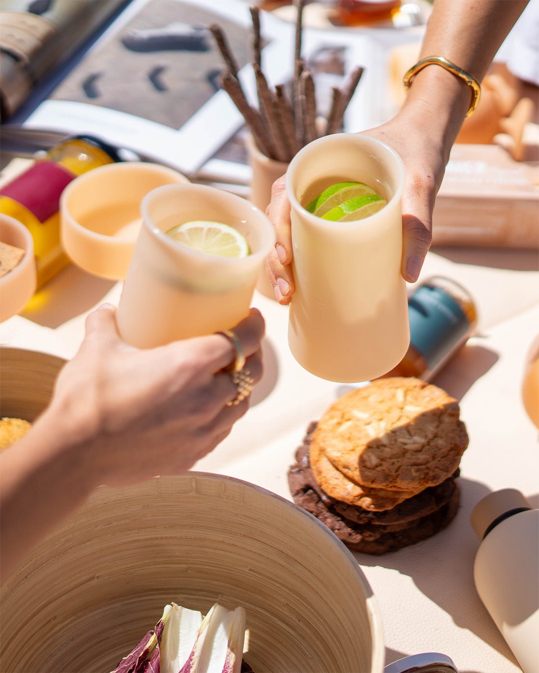 wheat + oat | stegg | silicone unbreakable highball glasses