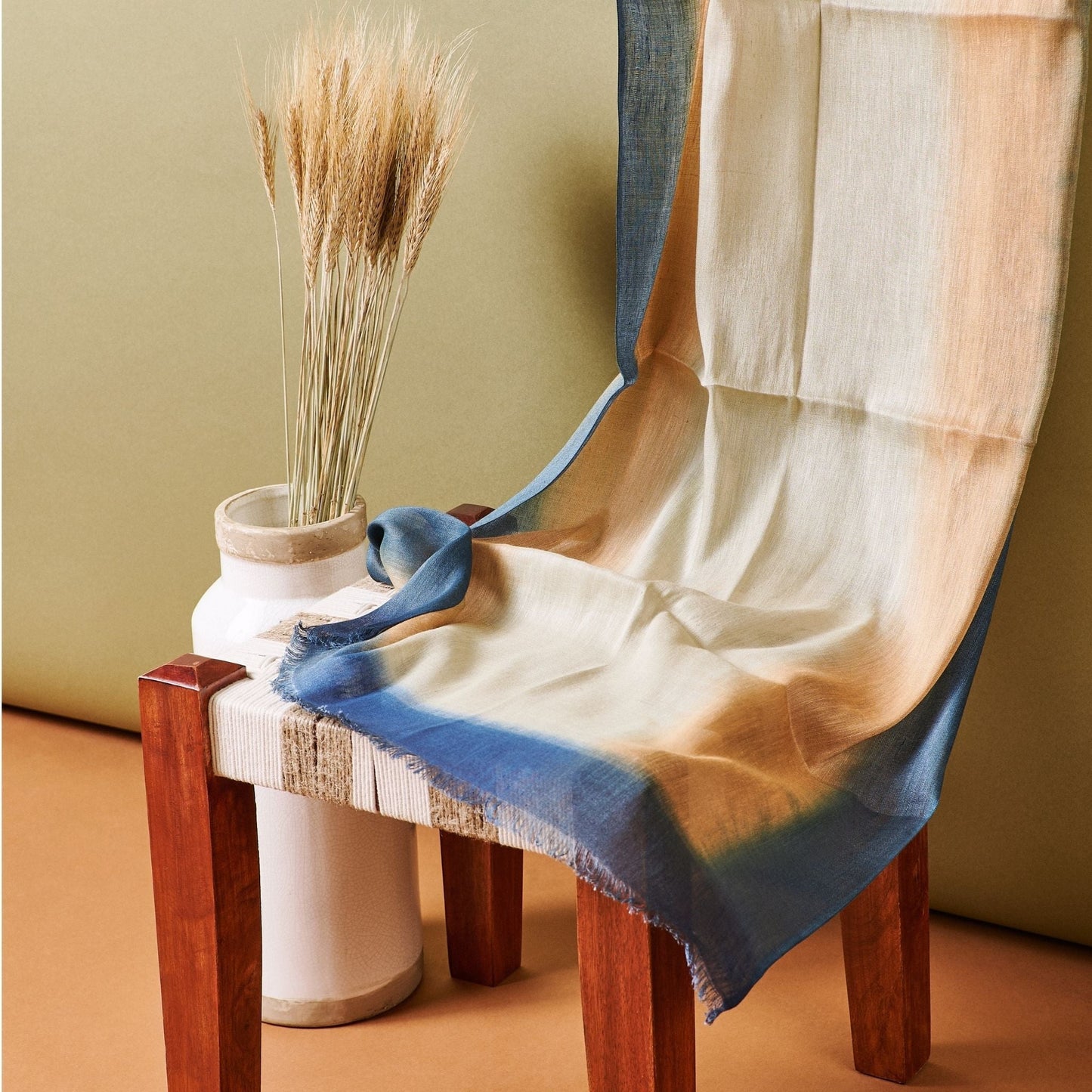 Oceana Beige Soft Linen Silk Handloom Scarf