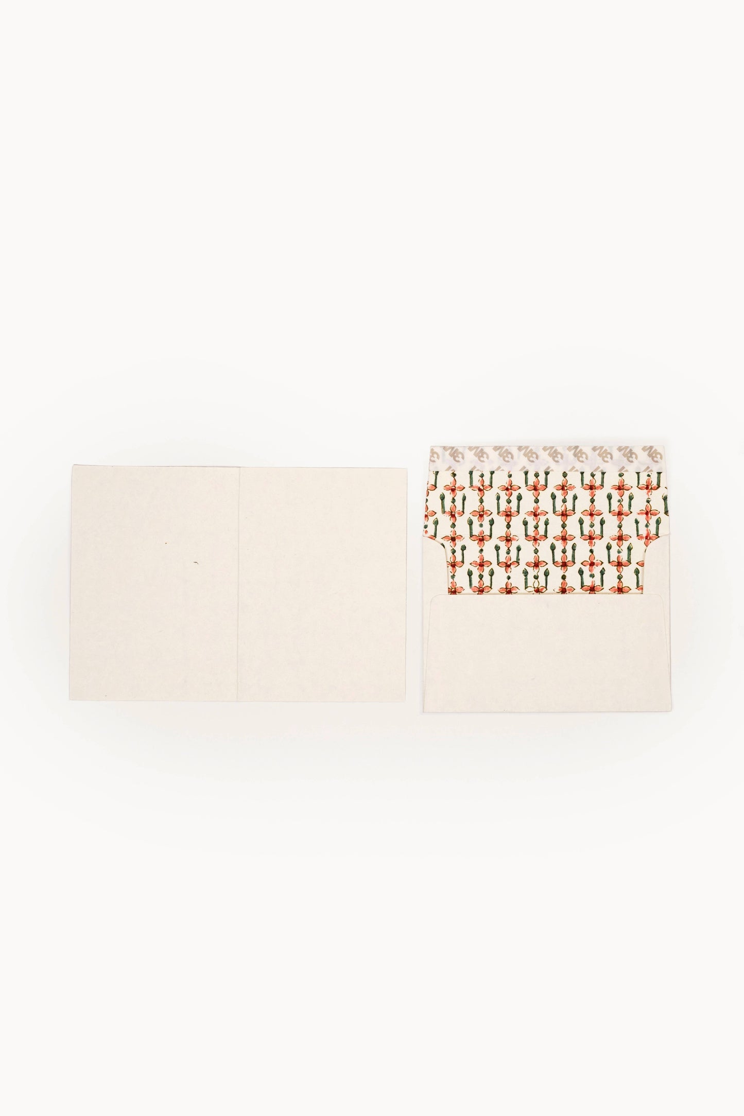 Hand Block Print Enveloped Crimson Mosaic Cards (Set of 6)