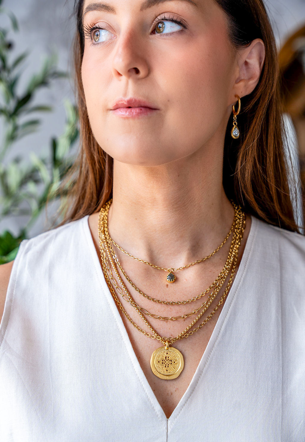 Matte Gold Filigree Coin Necklace