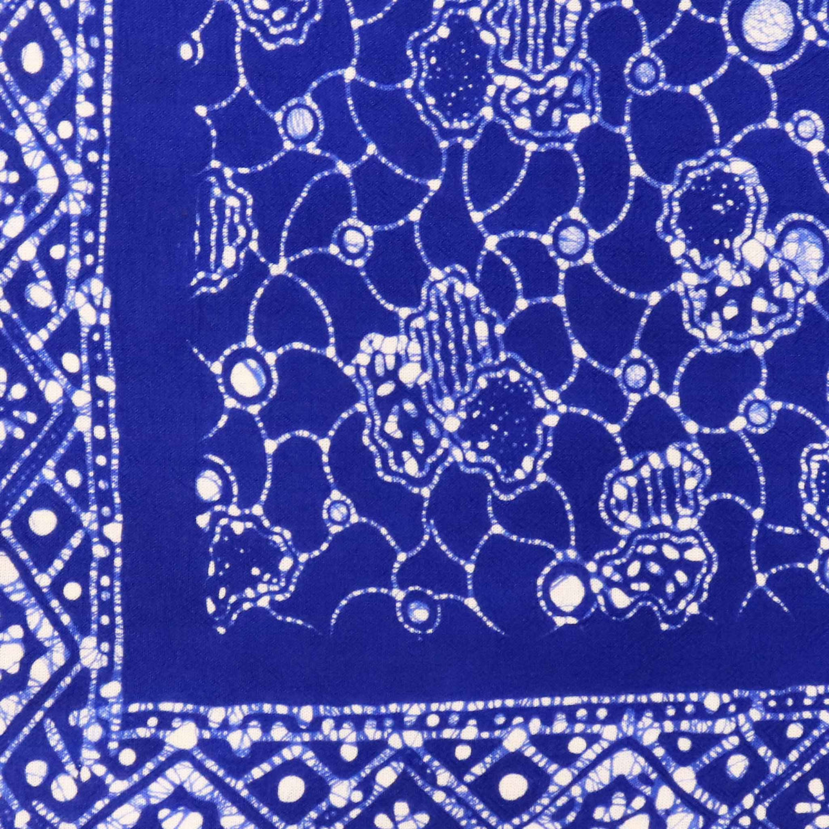 Large 39" Hand Dyed Batik Bandana, 100% Soft Cotton, Boulder, Blue