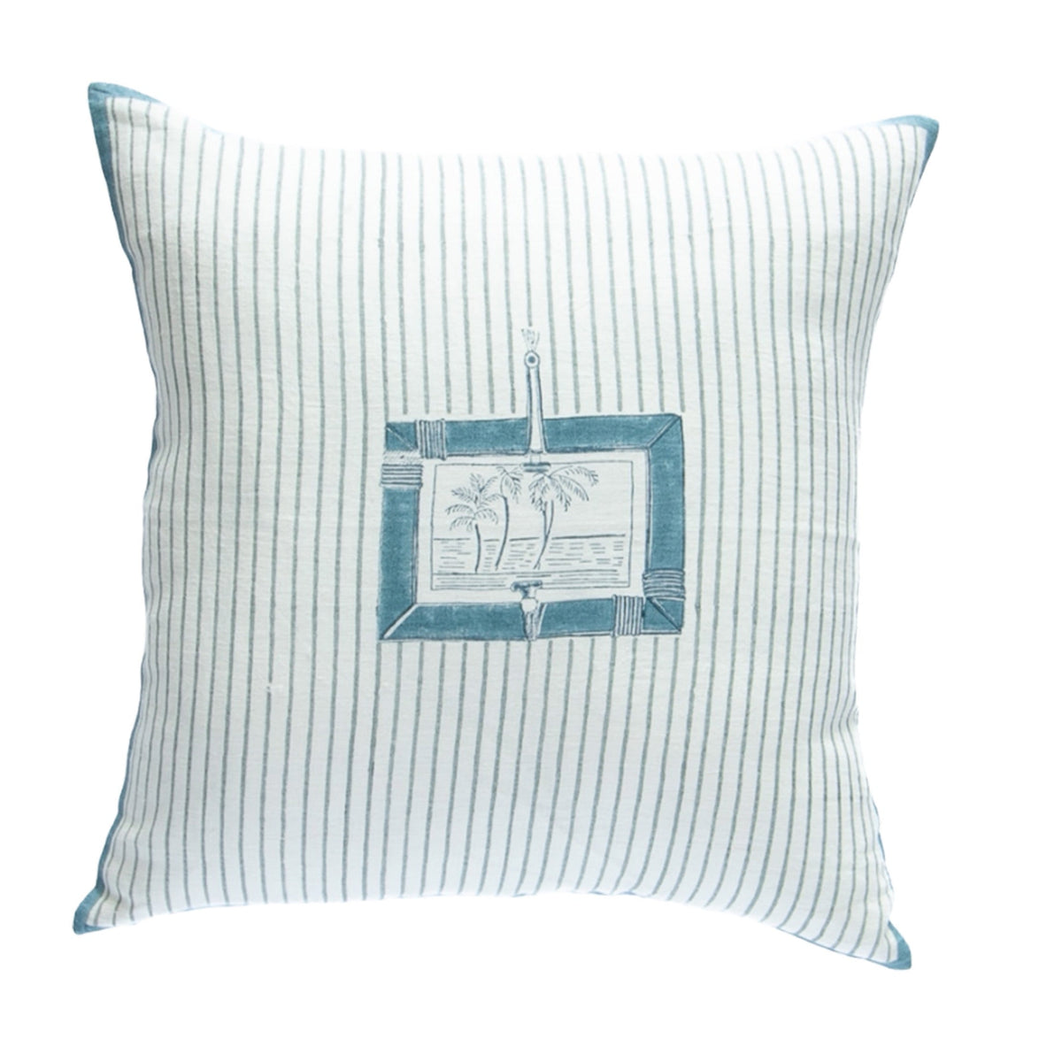 Indigo Palm - Hand Block Printed Cushion Cover