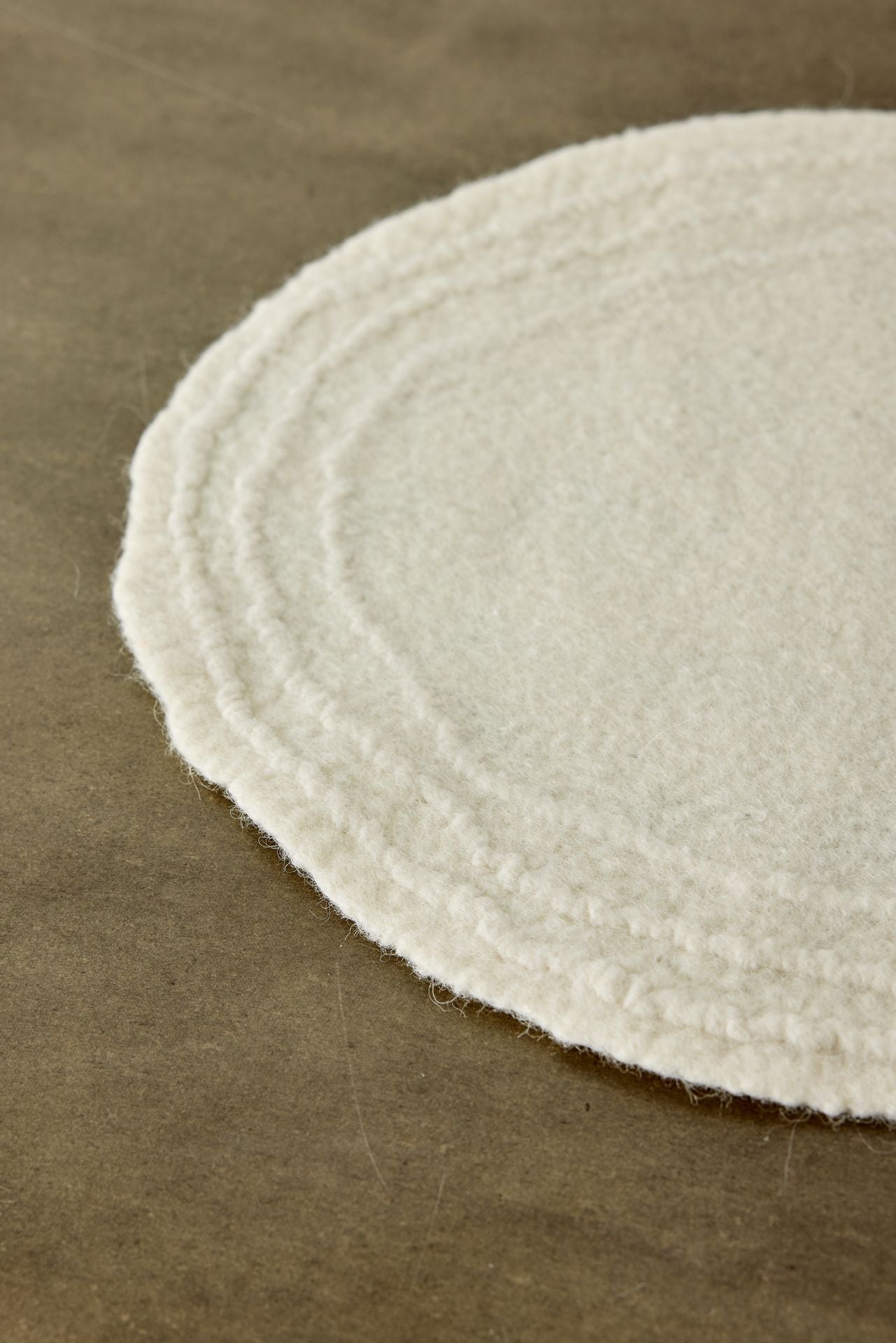 Ivory White Merino Wool Oval Placemat
