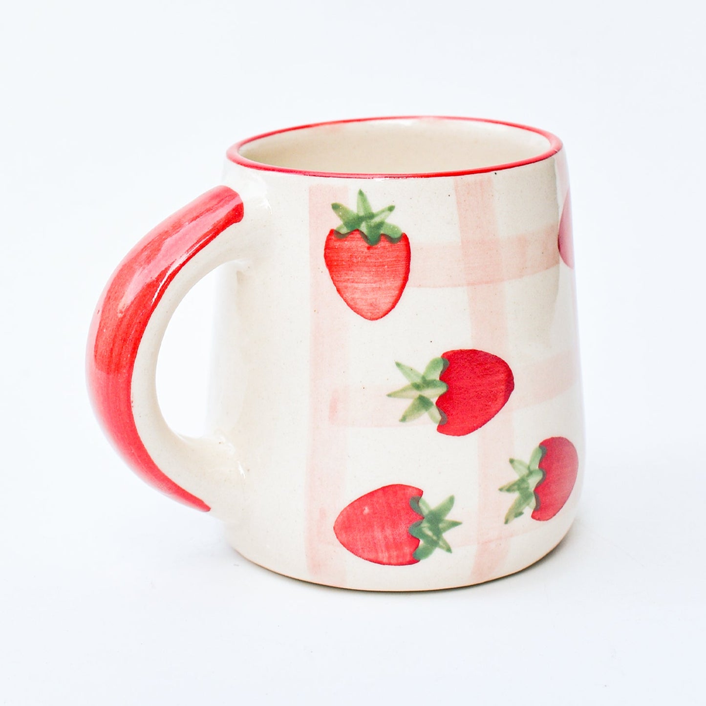 Strawberry Checkered Delight Ceramic Mug