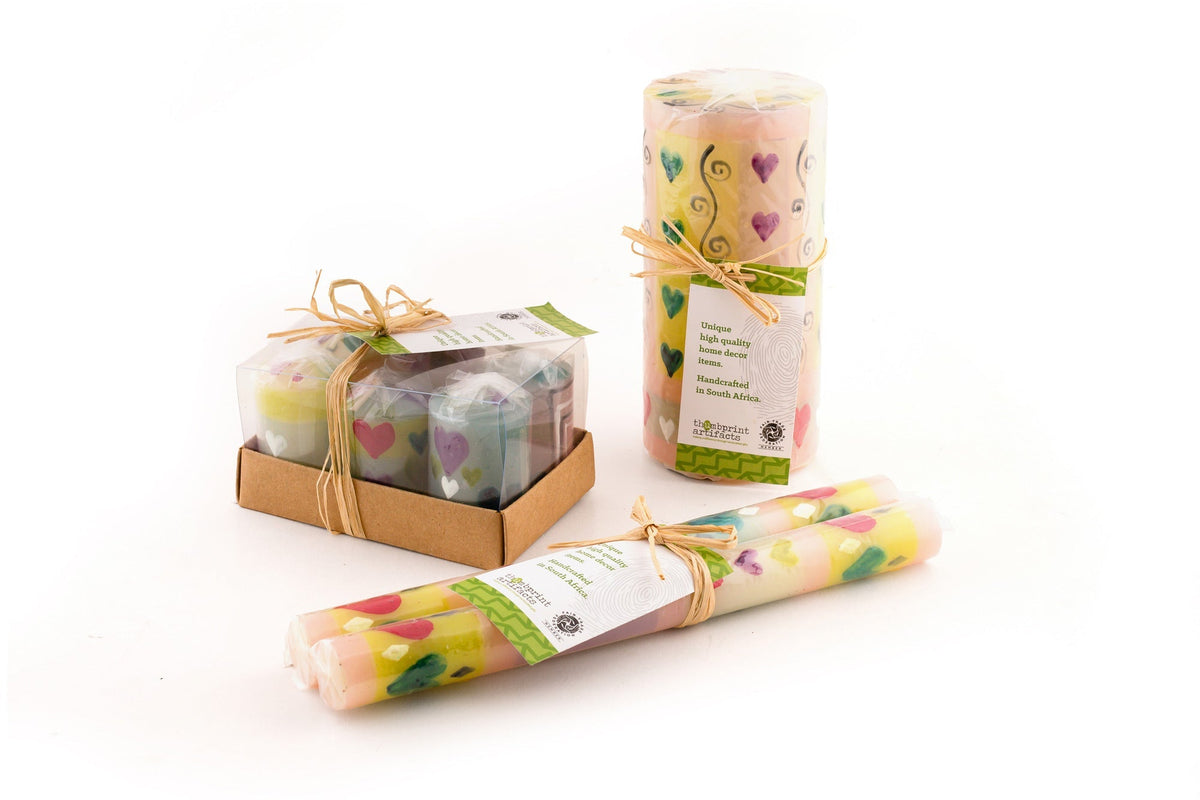 Pastel Hearts Painted Candles