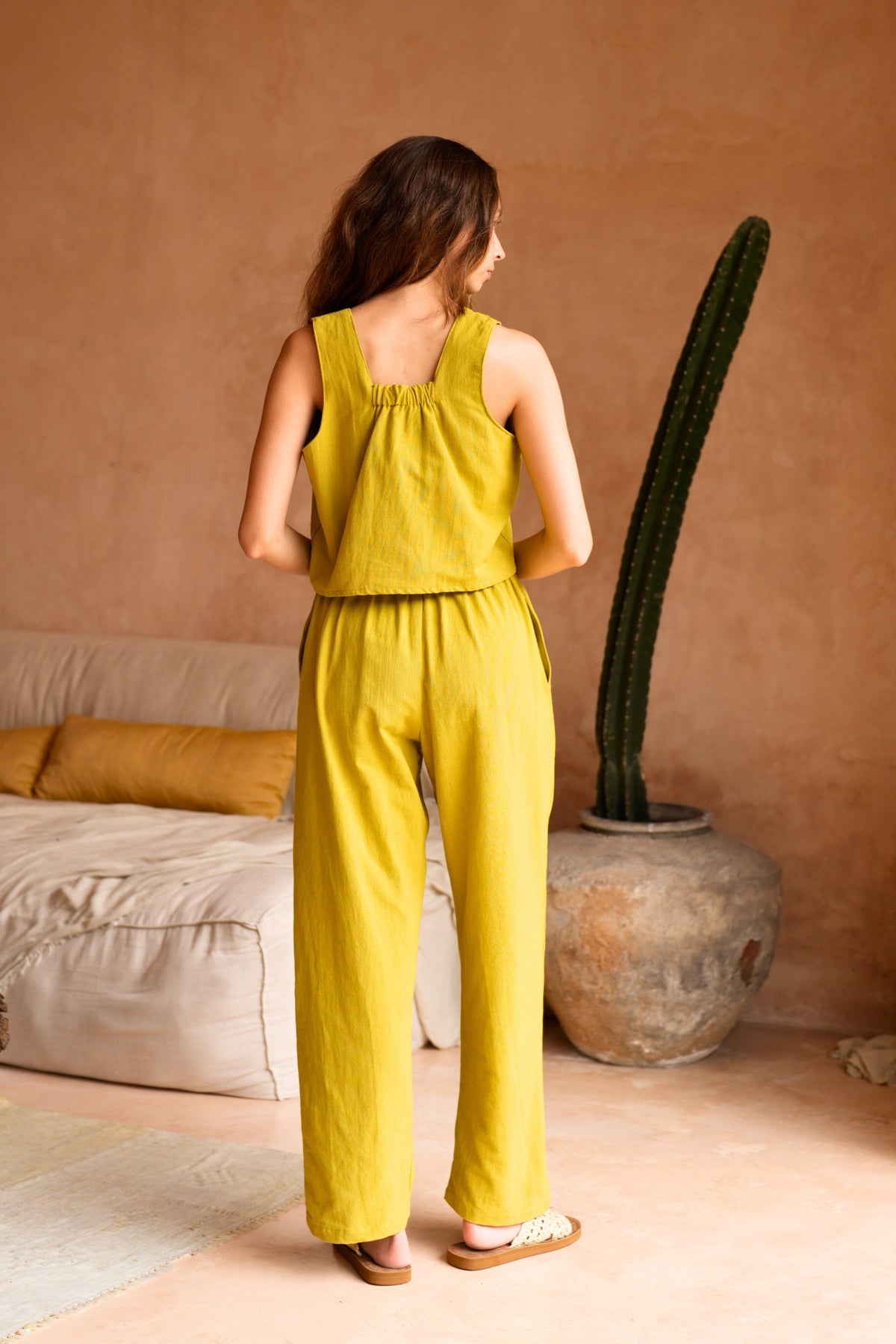 Becca Linen Pants in Lemongrass - Osadia Concept Store