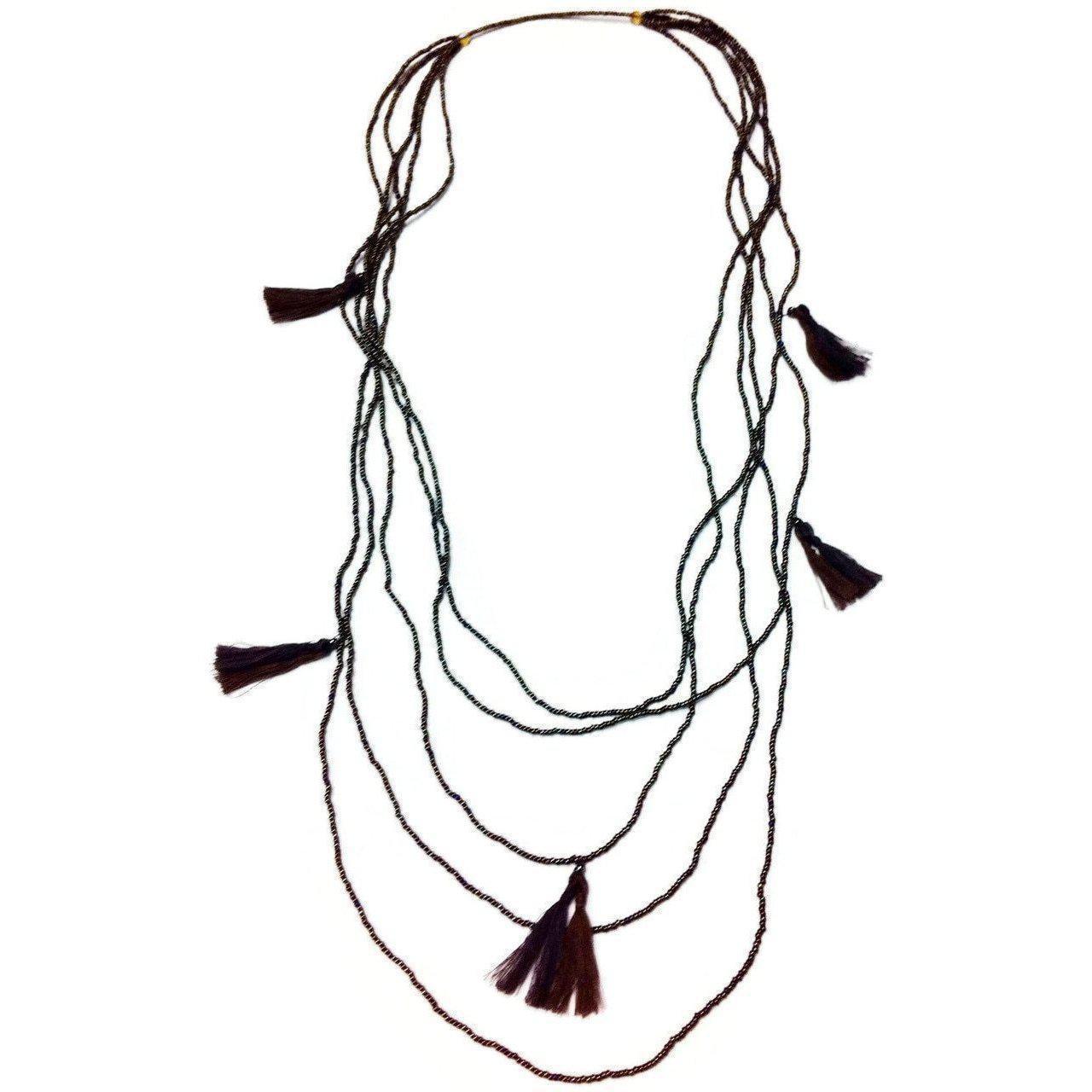 Glass Bead Necklace w/ Tassels - Guatemala