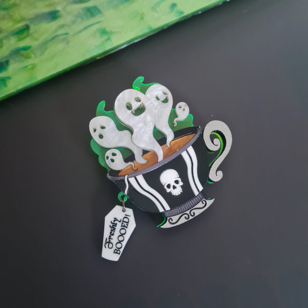 Gothic Ghost Teacup Necklace by Cherryloco Jewellery