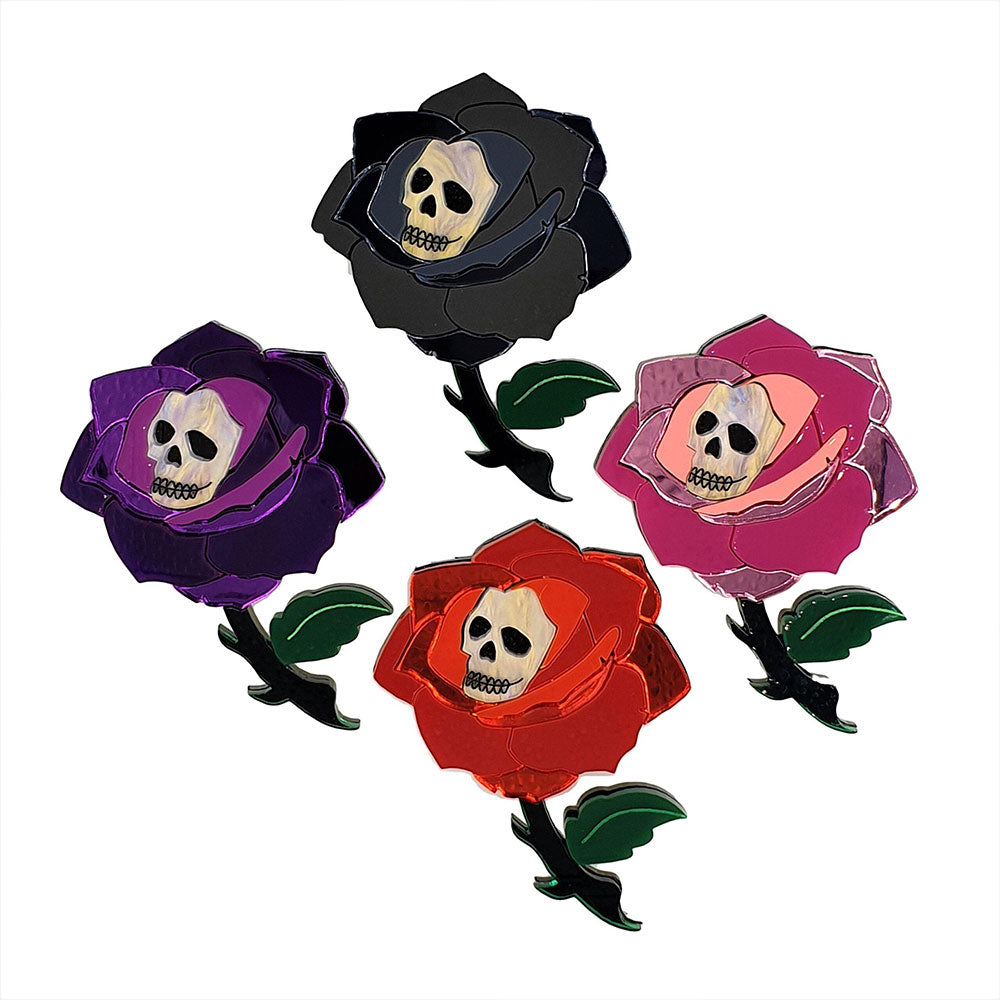 RED Gothic Rose Brooch by Cherryloco