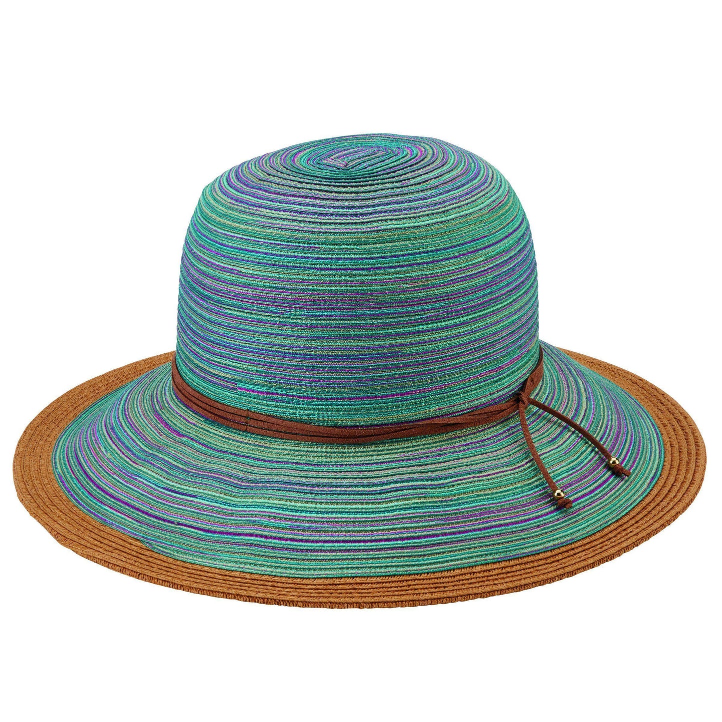 Womens Mixed Brim Sun Brim-Purple-One Size