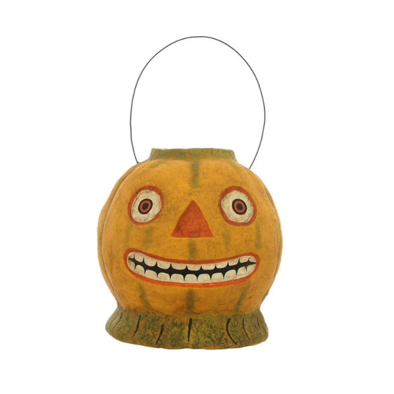 Haunted Garden Pumpkin Paper Mache Candy Bucket - Osadia Concept Store