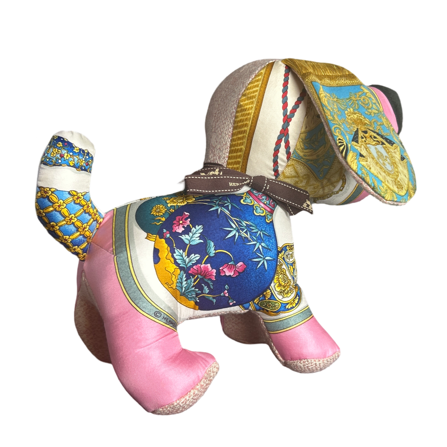 Qu'Importe le Flacon Vintage Silk Scarf Patchwork Puppy