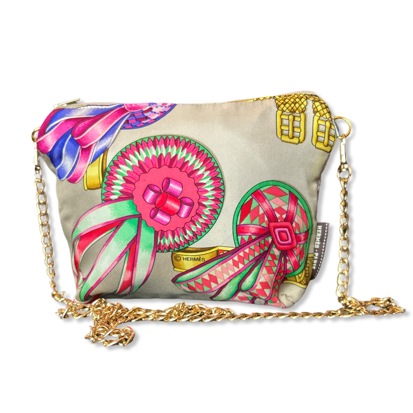 Rubans du Cheval Beige Vintage Silk Scarf Crossbody Bag