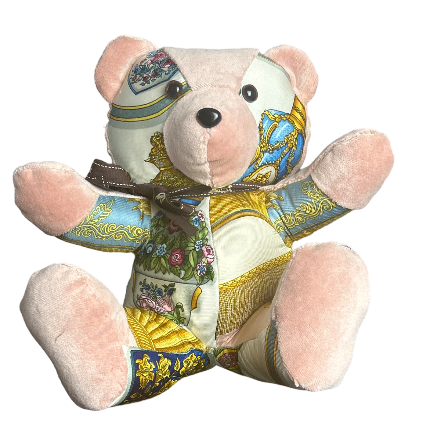 Qu'Importe le Flacon Vintage Silk Scarf Patchwork Teddy Bear