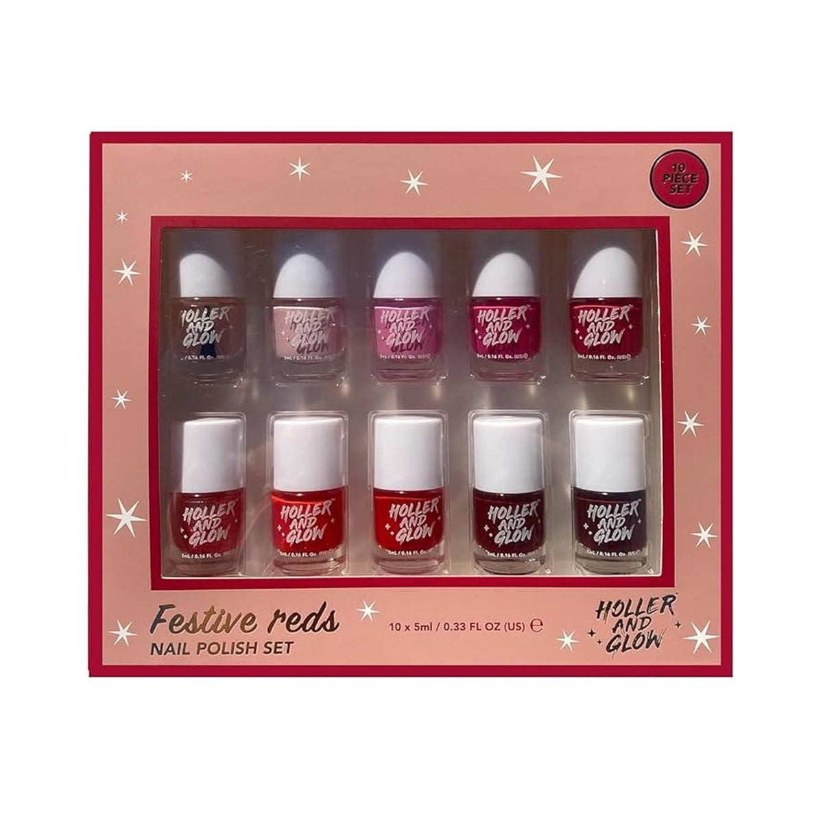 Holler and Glow Festive Reds Nail Polish Gift Set 10 x 0.33fl oz - New