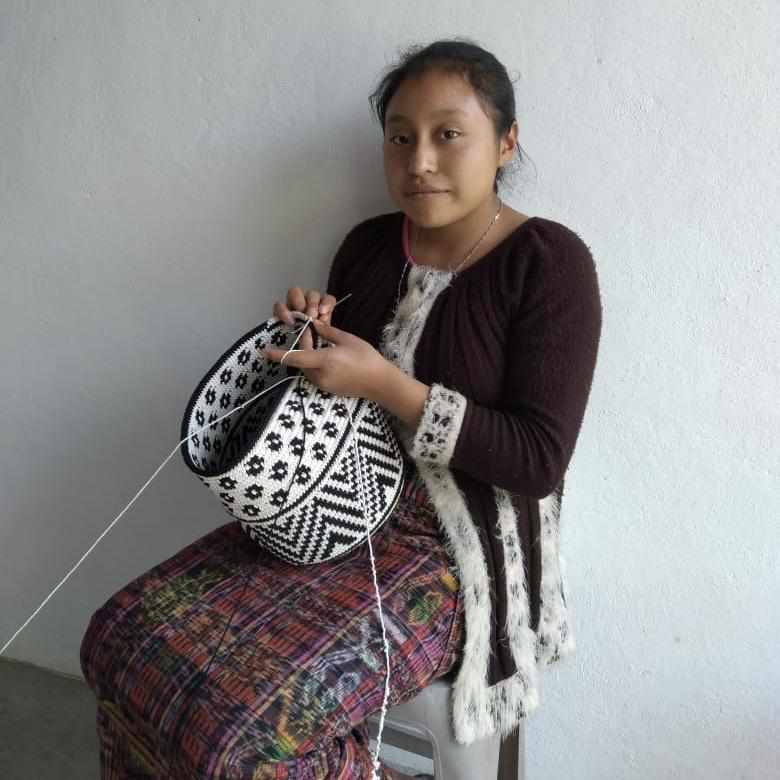 Summer Crochet Chevron Boho Crossbody Black and White Bag - Guatemala