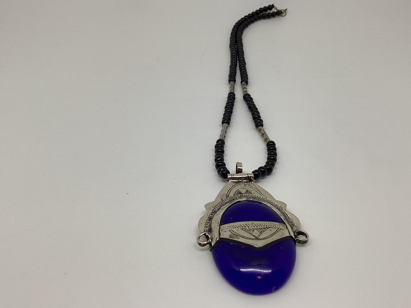 Tuareg blue agate silver necklace