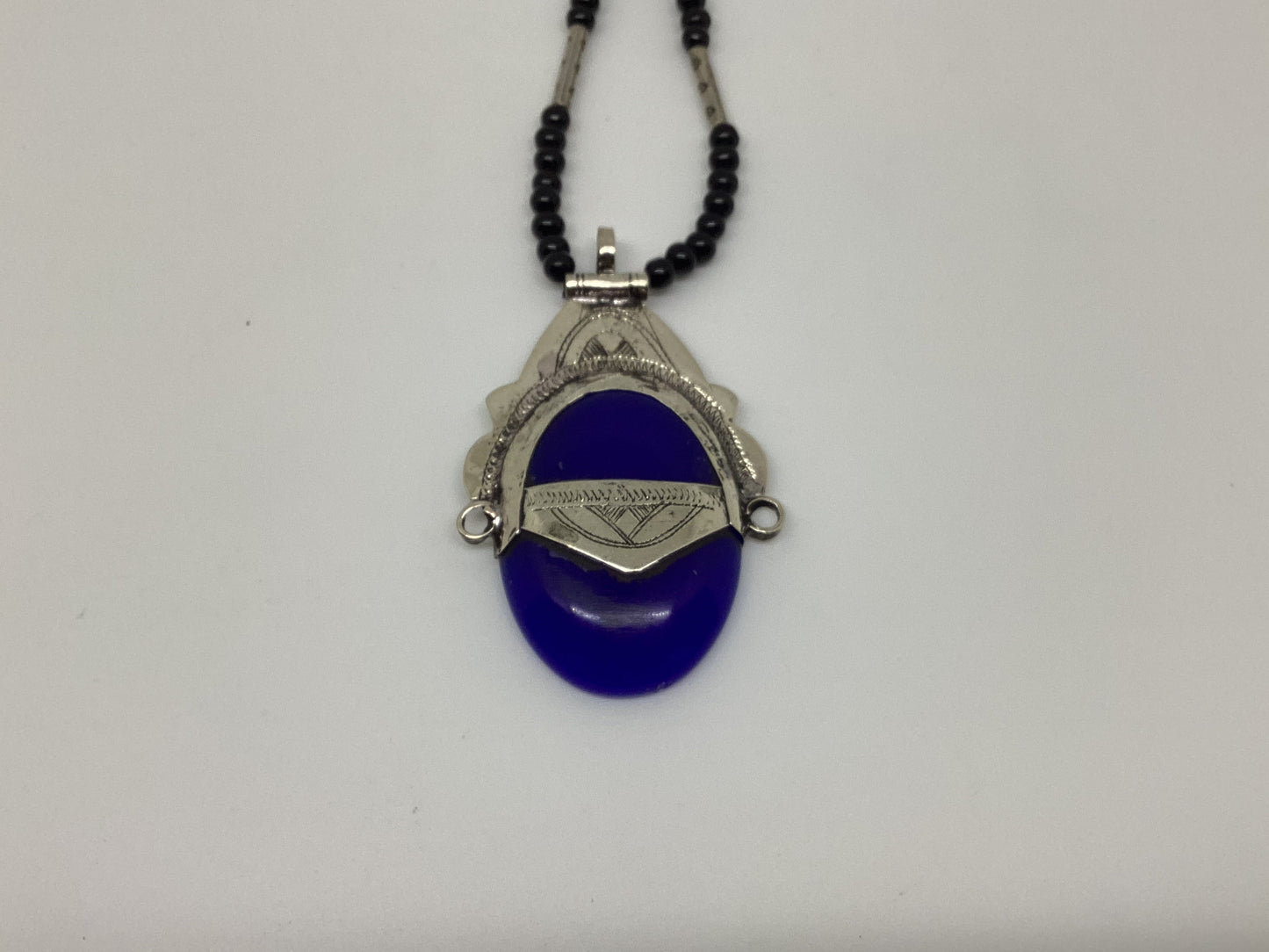 Tuareg blue agate silver necklace
