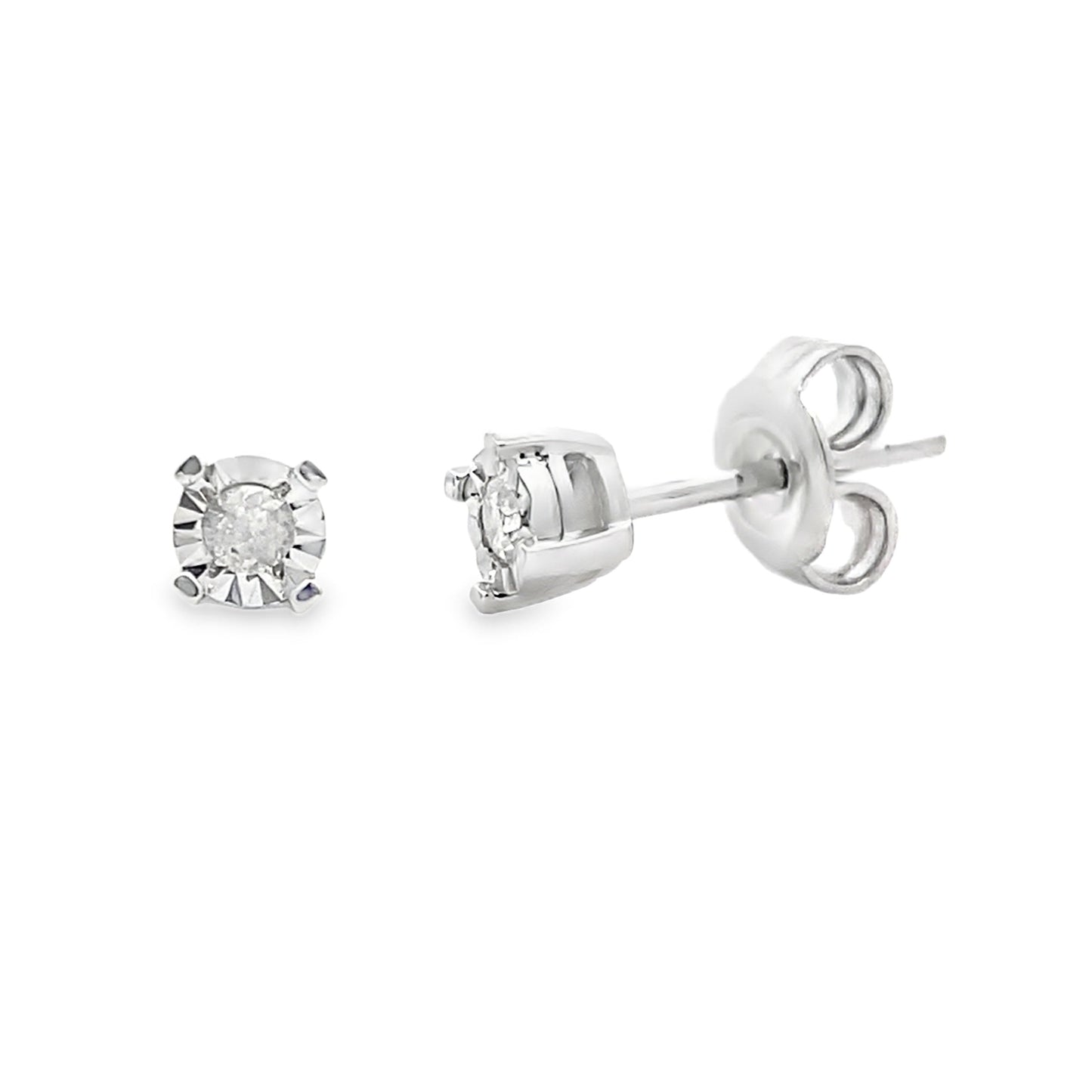 .10ct Diamond Stud Earrings Sterling Silver