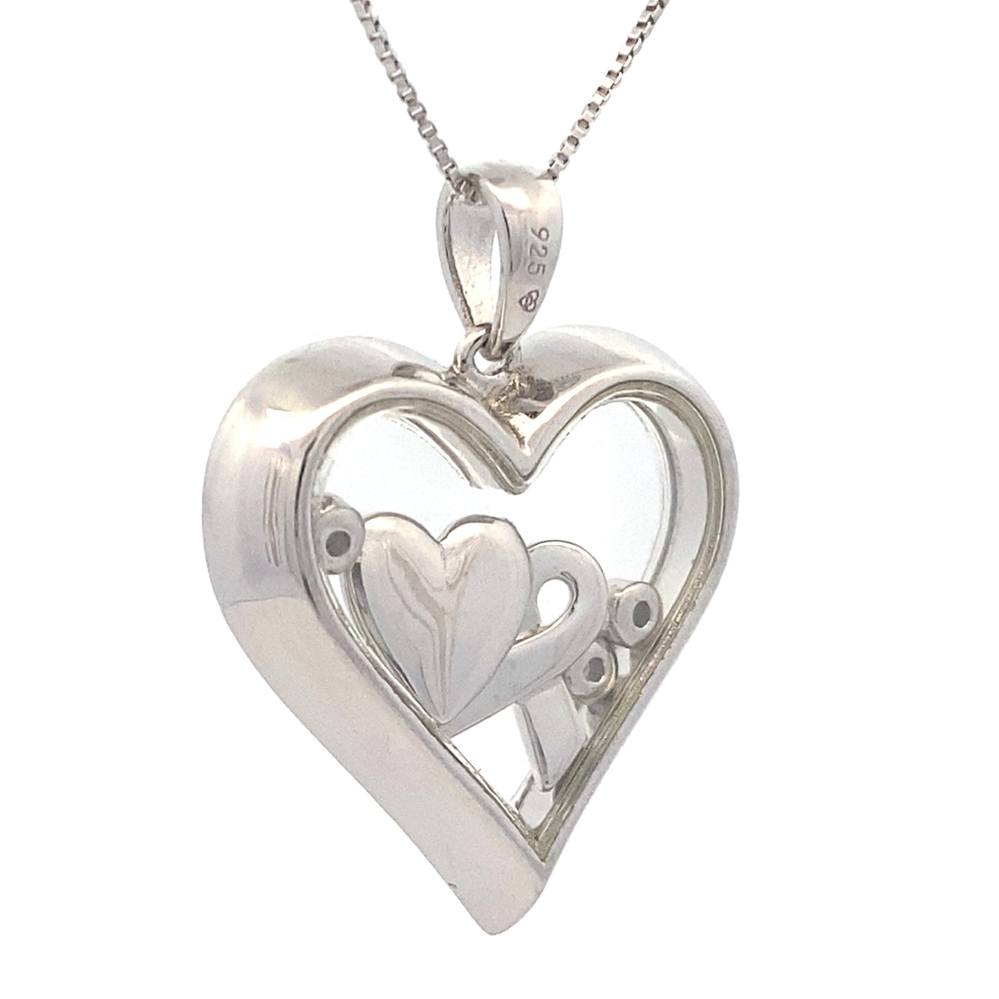 .02ct Diamond Heart Love Pendant Sterling Silver